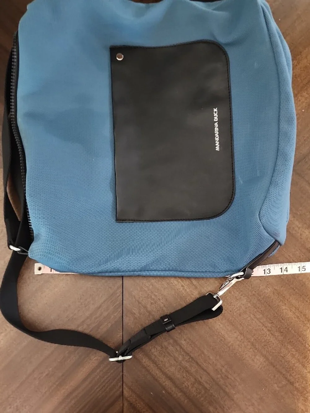 Mandarina Duck Blue Crossbody Backpack with Black Front Pocket